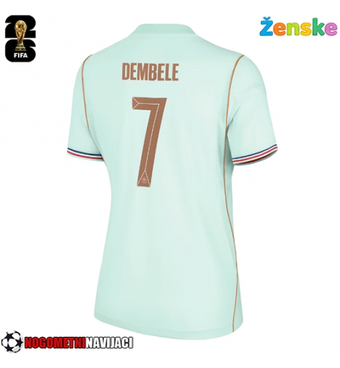 Ženske Nogometnih dresov Francija Ousmane Dembele #7 Gostujoči SP 2026 Kratki rokavi Ženske Nogometnih dresov Francija Ousmane Dembele #7 Gostujoči SP 2026 Kratki rokavi